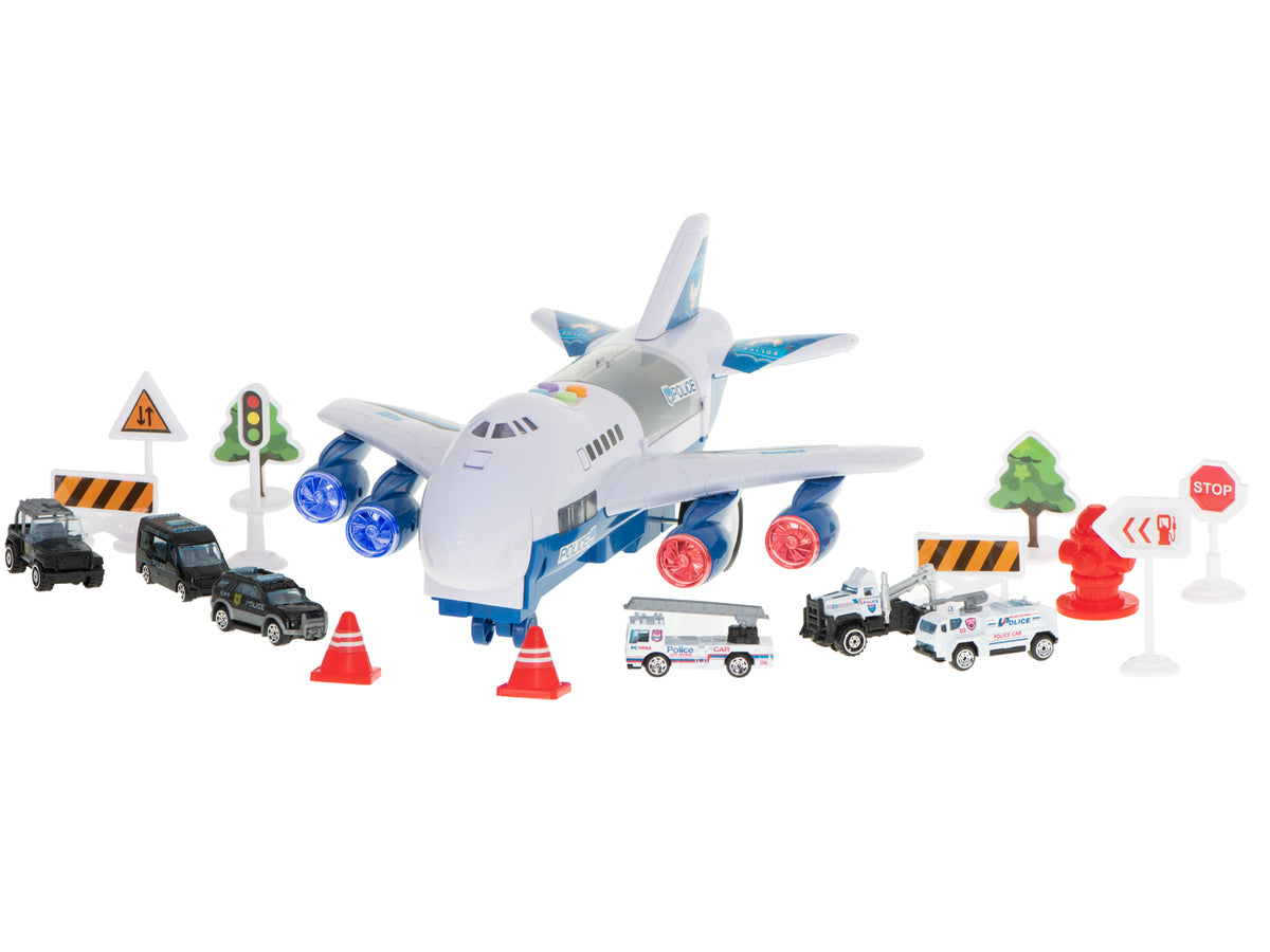 Police Vehicle Transporter Airplane Playset