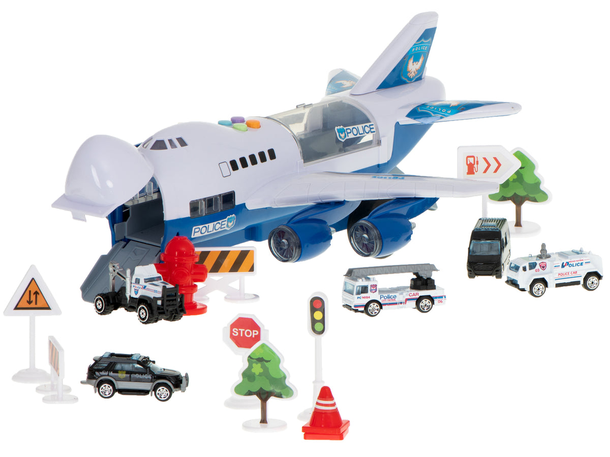 Police Vehicle Transporter Airplane Playset