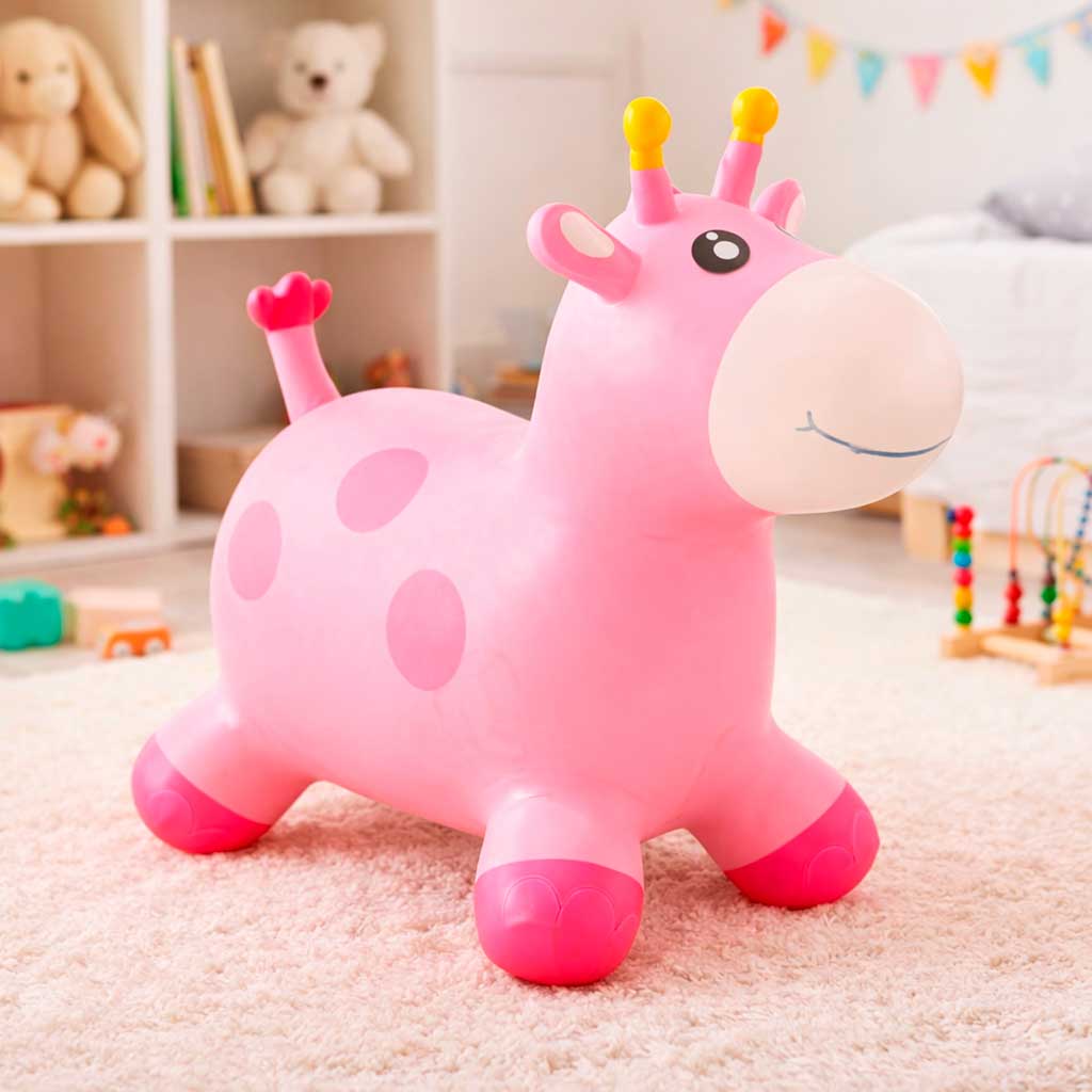 Inflatable Giraffe Hopper for Kids 3+ with Pump – Bouncy Toy