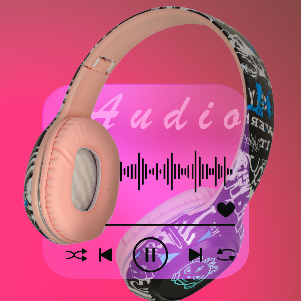 Wireless Bluetooth RGB Over-Ear Headphones 200mAh – Pink
