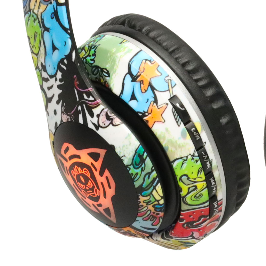 Wireless Bluetooth Headphones with RGB Lights & Graffiti Design