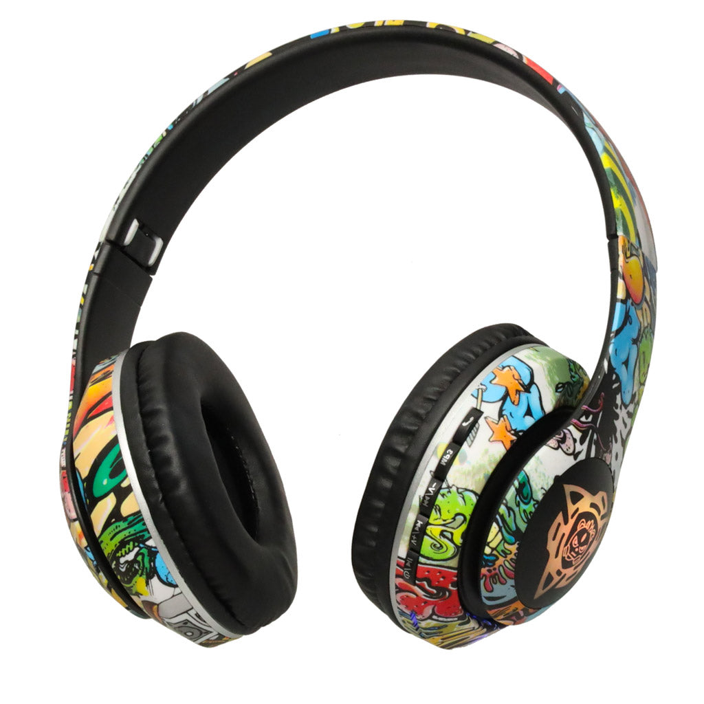 Wireless Bluetooth Headphones with RGB Lights & Graffiti Design
