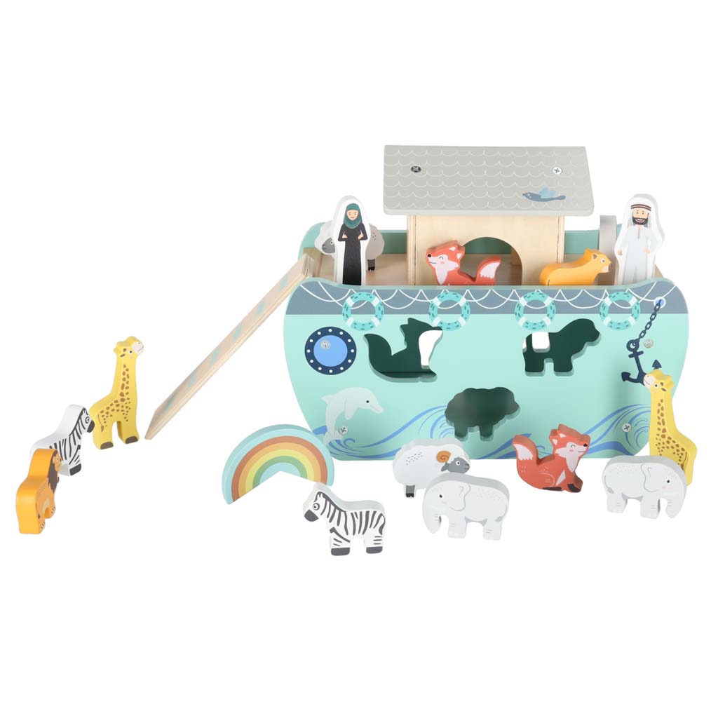 Wooden Noah's Ark Shape Sorter with Animal Figures