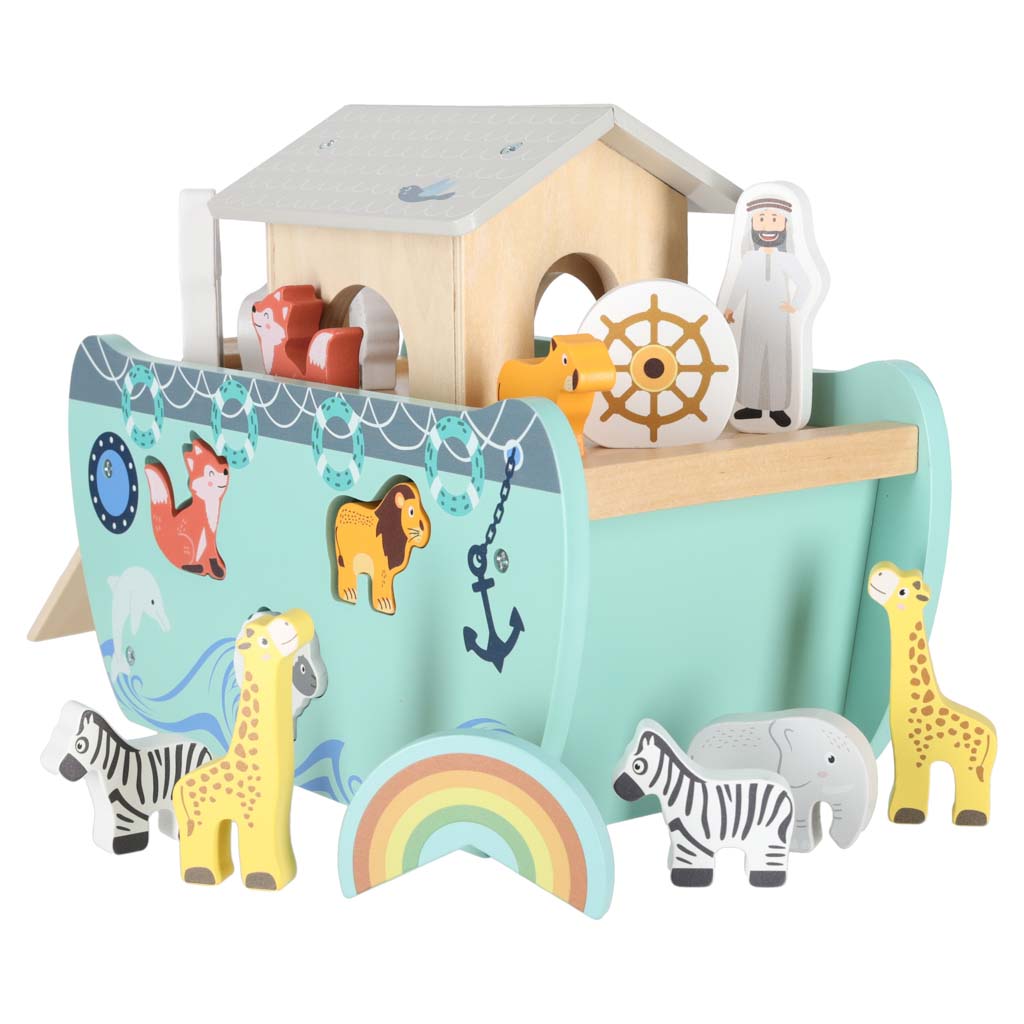 Wooden Noah's Ark Shape Sorter with Animal Figures