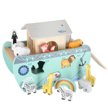 Wooden Noah's Ark Shape Sorter with Animal Figures
