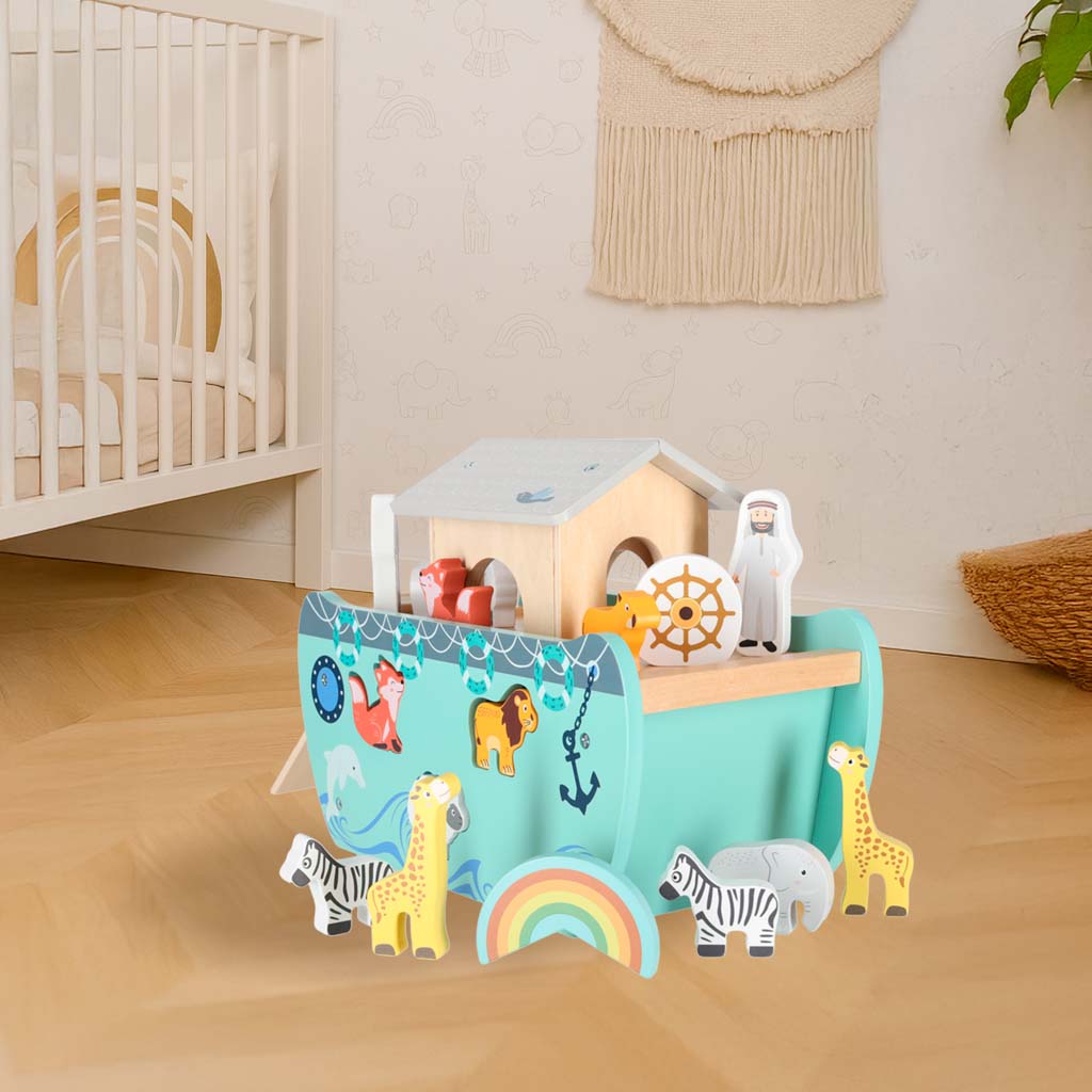 Wooden Noah's Ark Shape Sorter with Animal Figures