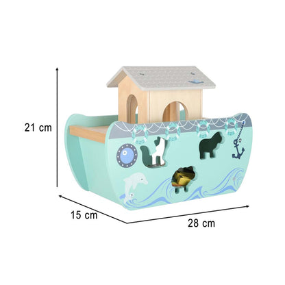 Wooden Noah's Ark Shape Sorter with Animal Figures