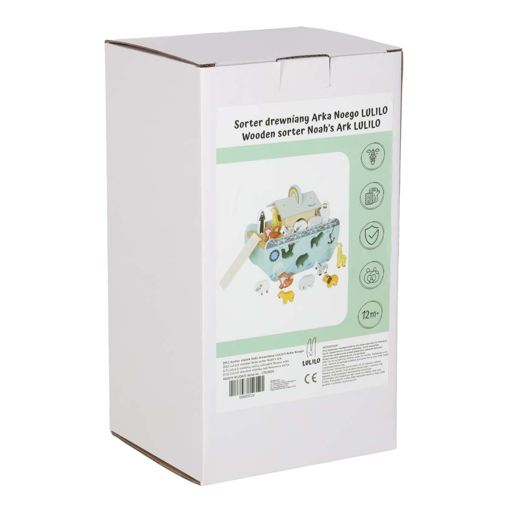 Wooden Noah's Ark Shape Sorter with Animal Figures
