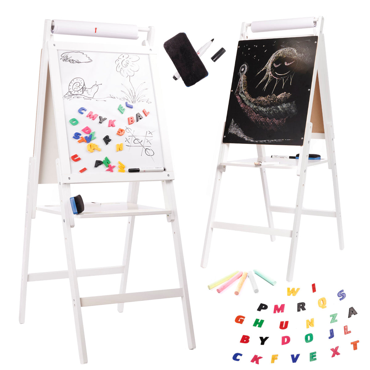 Double-Sided Magnetic Easel for Kids – Chalkboard & Whiteboard