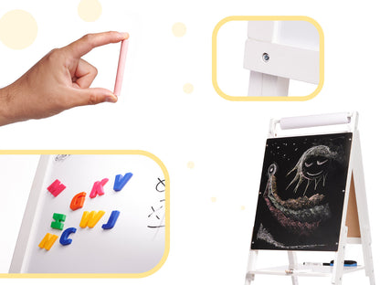 Double-Sided Magnetic Easel for Kids – Chalkboard & Whiteboard