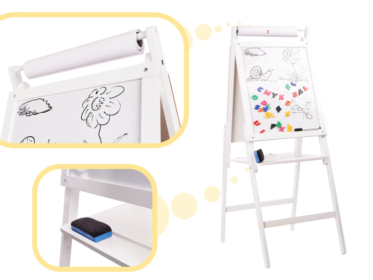 Double-Sided Magnetic Easel for Kids – Chalkboard & Whiteboard