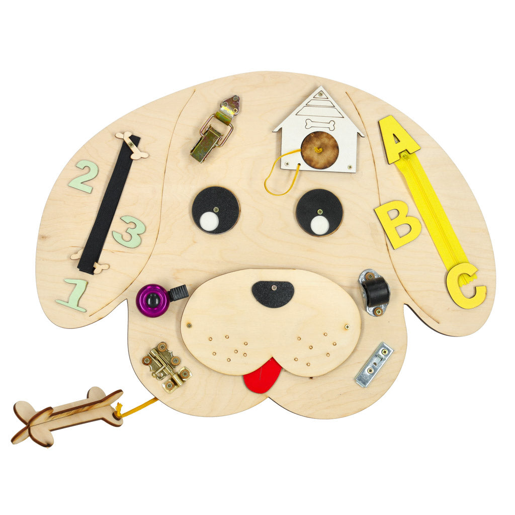 Drewniana tablica manipulacyjna Pies – tablica edukacyjna Montessori 3+