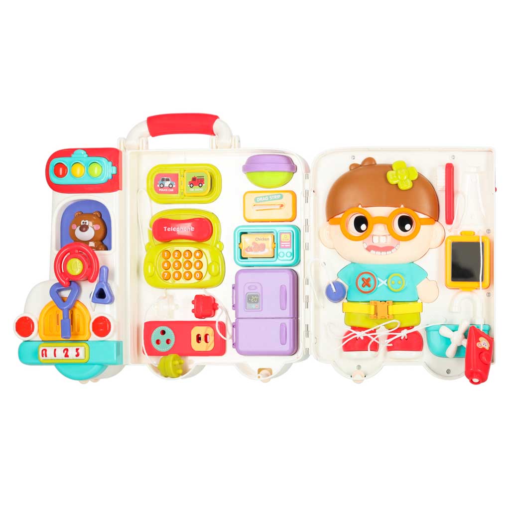 Montessori Sensory Activity Busy Board Suitcase Bus – STEM Learning Toy