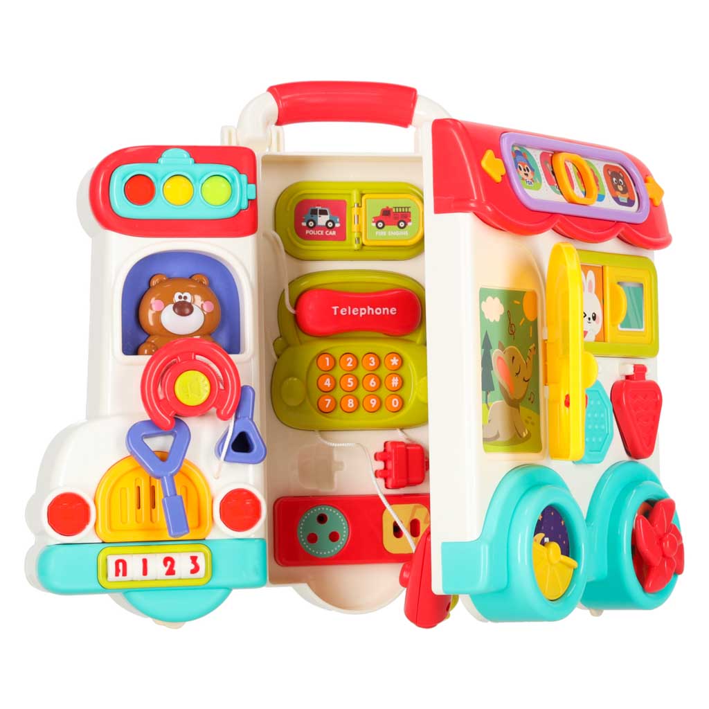 Montessori Sensory Activity Busy Board Suitcase Bus – STEM Learning Toy