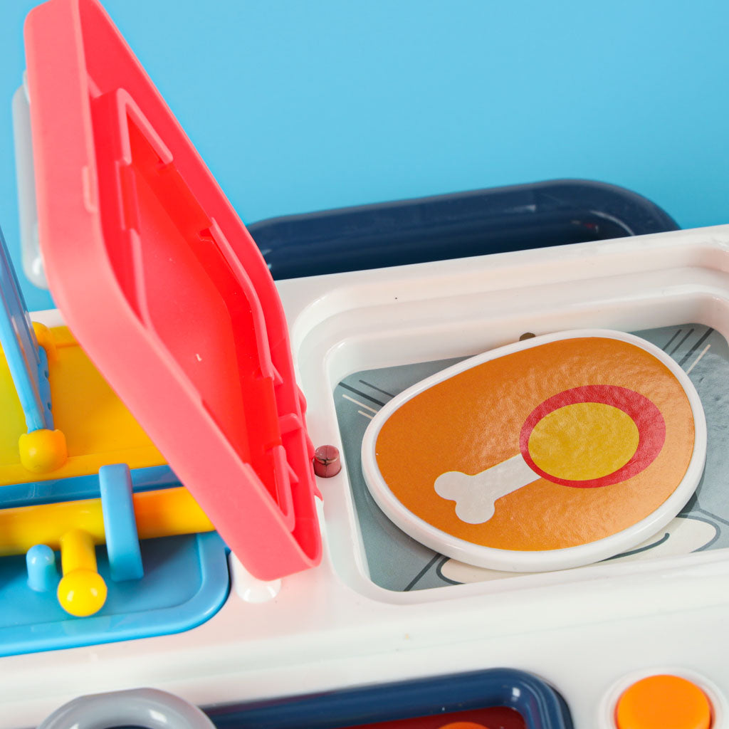 Montessori Sensoryczna Tablica Aktywności Kuferek Kuchnia dla Małych Dzieci 18M+