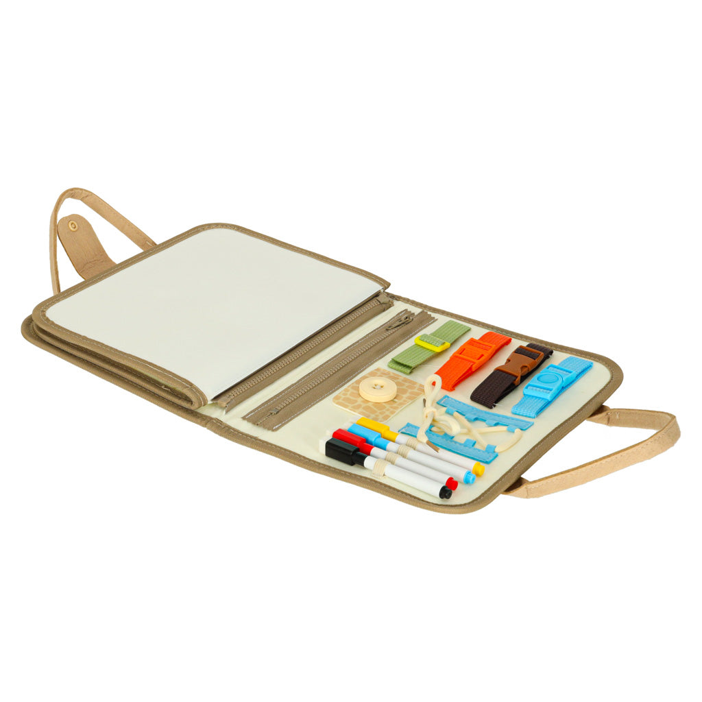 Montessori Dinosaur Busy Board for Kids – Sensory Activity Case