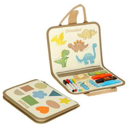 Montessori Dinosaur Busy Board for Kids – Sensory Activity Case