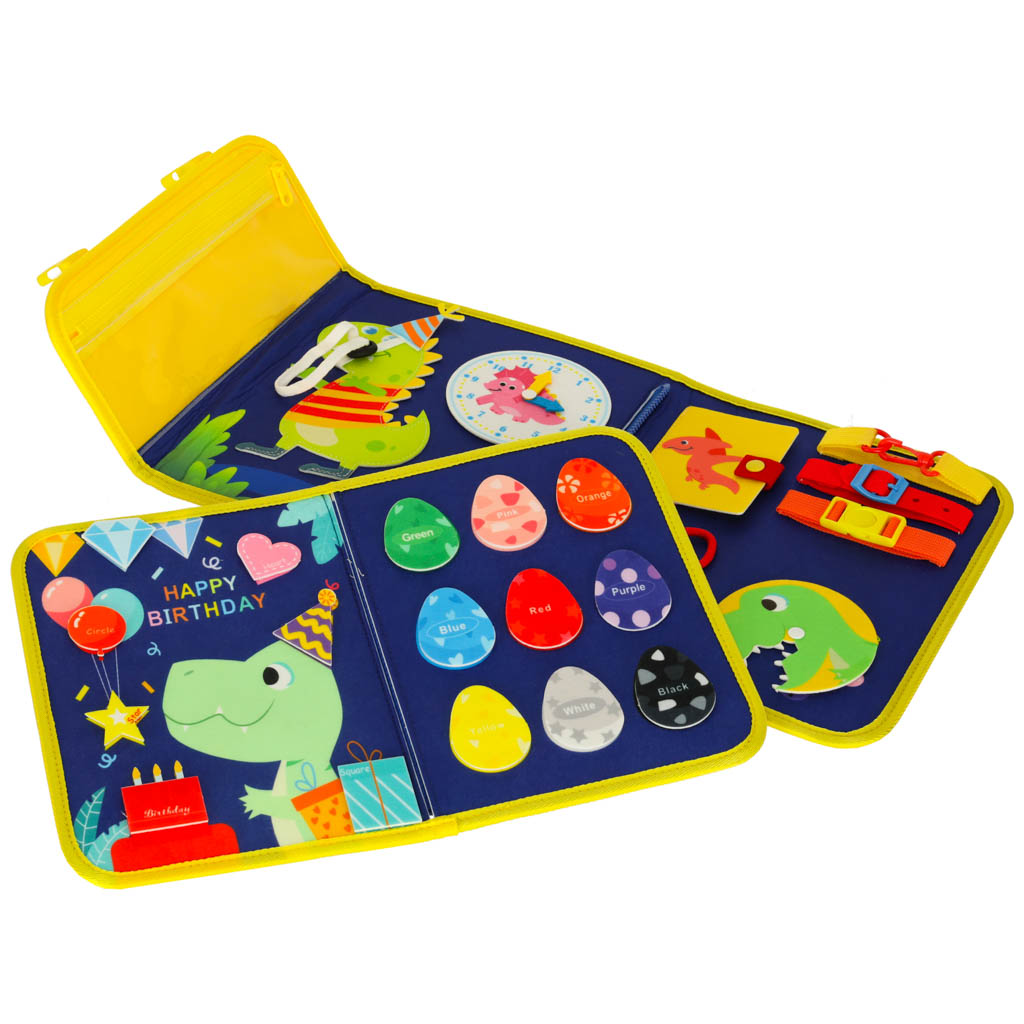 Plecak Montessori z tablicą manipulacyjną z dinozaurami dla dzieci