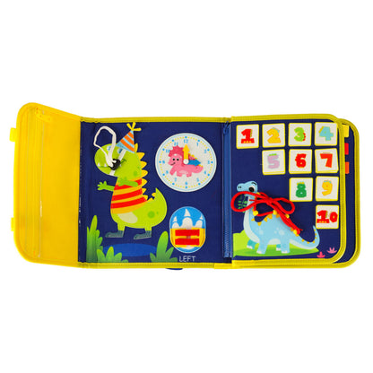 Plecak Montessori z tablicą manipulacyjną z dinozaurami dla dzieci