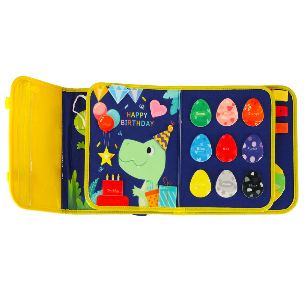 Plecak Montessori z tablicą manipulacyjną z dinozaurami dla dzieci