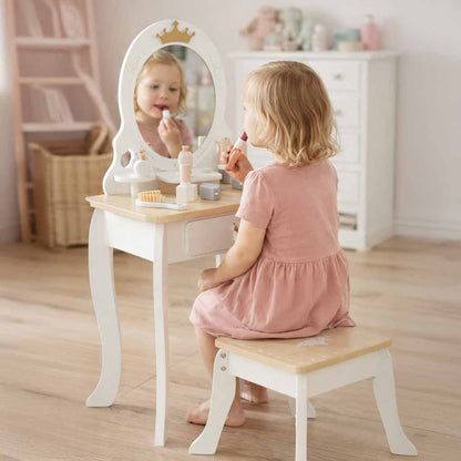 LULILO BELLA Wooden Vanity Table for Girls 3+ – Mirror & Stool