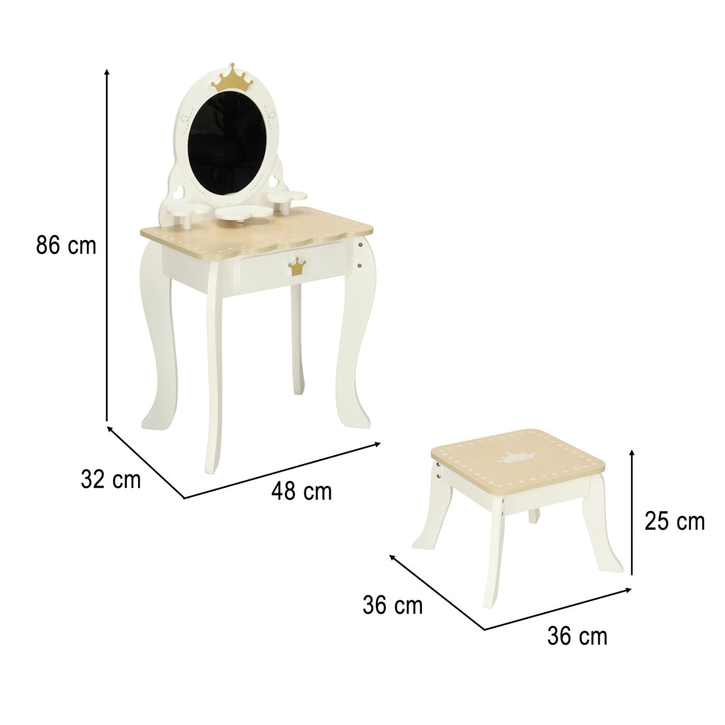 LULILO BELLA Wooden Vanity Table for Girls 3+ – Mirror & Stool