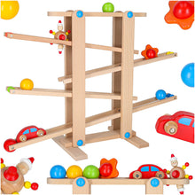 Drewniany tor kulowy typu marble run zabawka Montessori