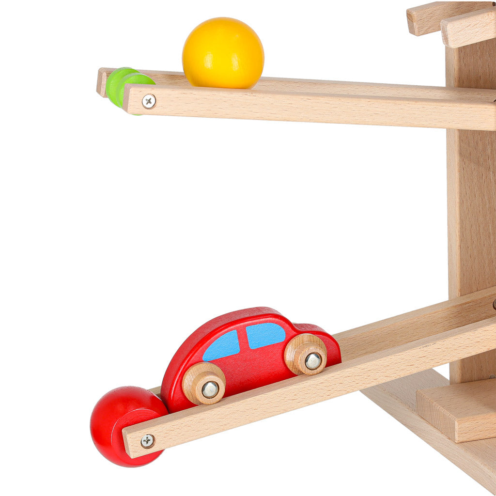 Drewniany tor kulowy typu marble run zabawka Montessori