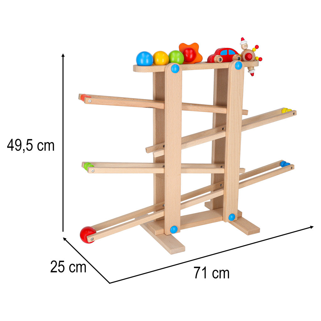 Drewniany tor kulowy typu marble run zabawka Montessori