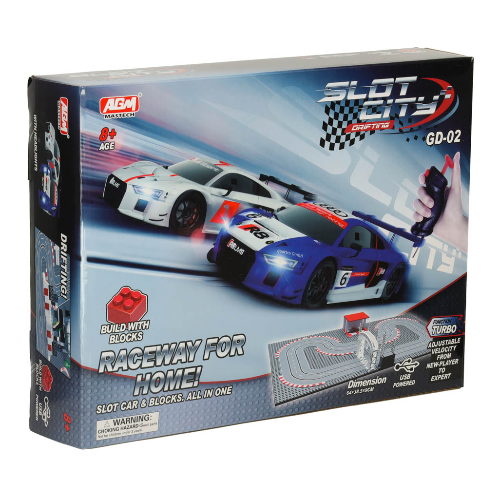 Electric Racing Car Track with 2 Cars & Construction Blocks GD-02