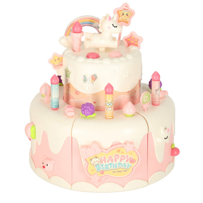Interactive Birthday Cake Toy Set – Rotating Musical Cake 16 Pieces