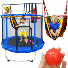 Trampolina Ogrodowa dla Dzieci Niebieska z Siatką Zabezpieczającą i Akcesoriami