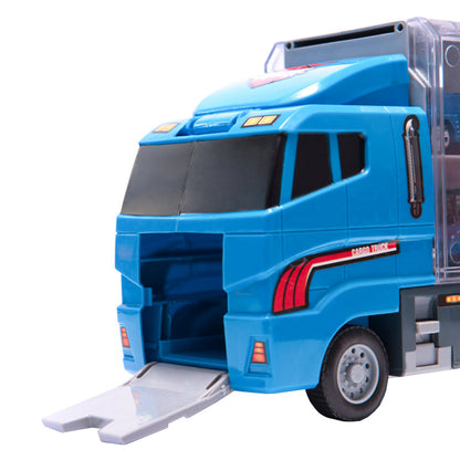 Ciężarówka Policyjna Transporter z 6 Metalowymi Pojazdami Policyjnymi
