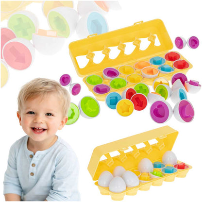Educational Egg Shape Sorter – 12 Matching Eggs Montessori Toy
