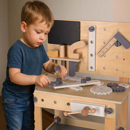Wooden Kids Workbench with Tools – DIY Pretend Play Toy