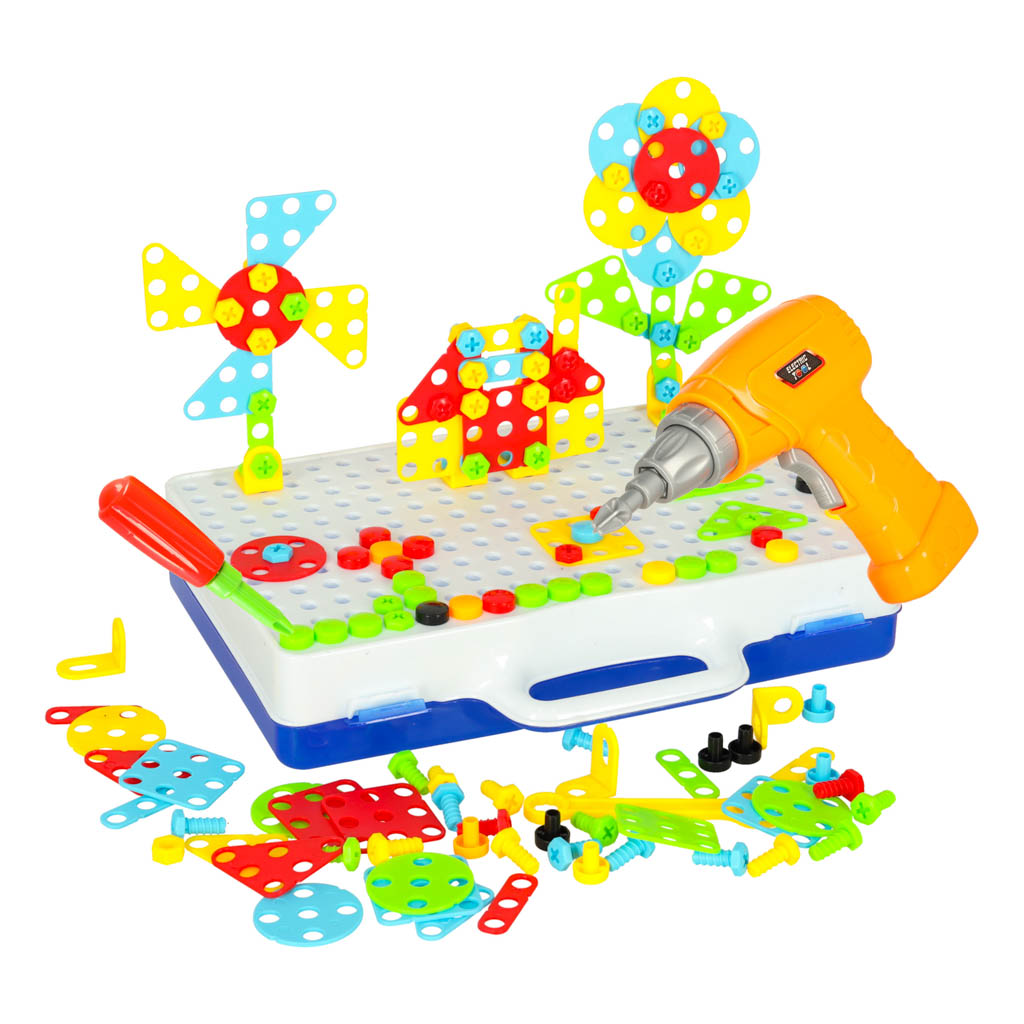 237-Piece Construction Puzzle Set with Electric Drill for Kids