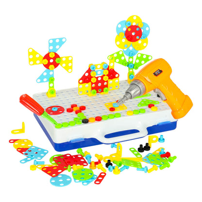 237-Piece Construction Puzzle Set with Electric Drill for Kids