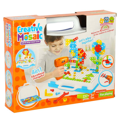 237-Piece Construction Puzzle Set with Electric Drill for Kids