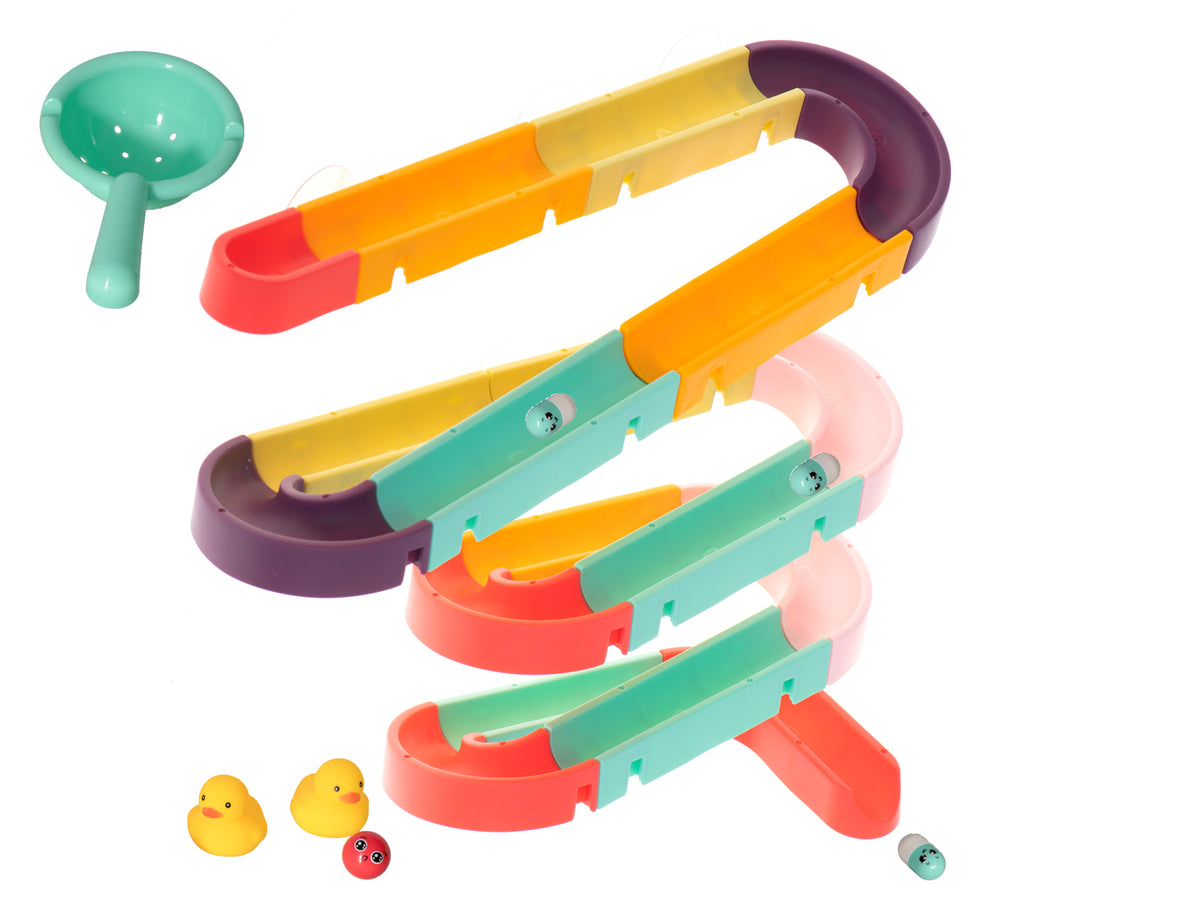 Bath Obstacle Course Toy Set – 44 Piece Water Track with Ducks & Suction Cups