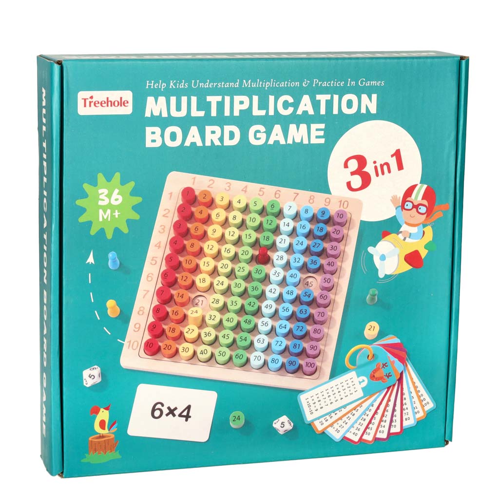 Wooden Multiplication Board Game with Number Tiles