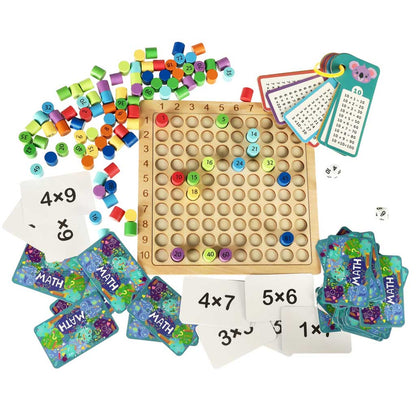 Wooden Multiplication Board Game with Number Tiles