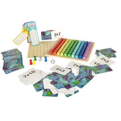 Wooden Multiplication Board Game with Number Tiles