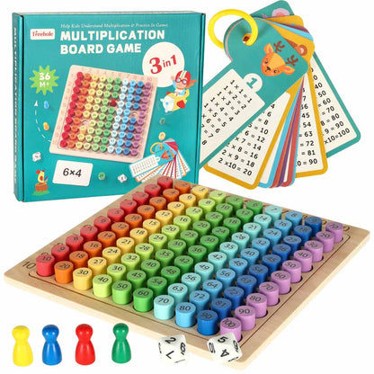 Wooden Multiplication Board Game with Number Tiles