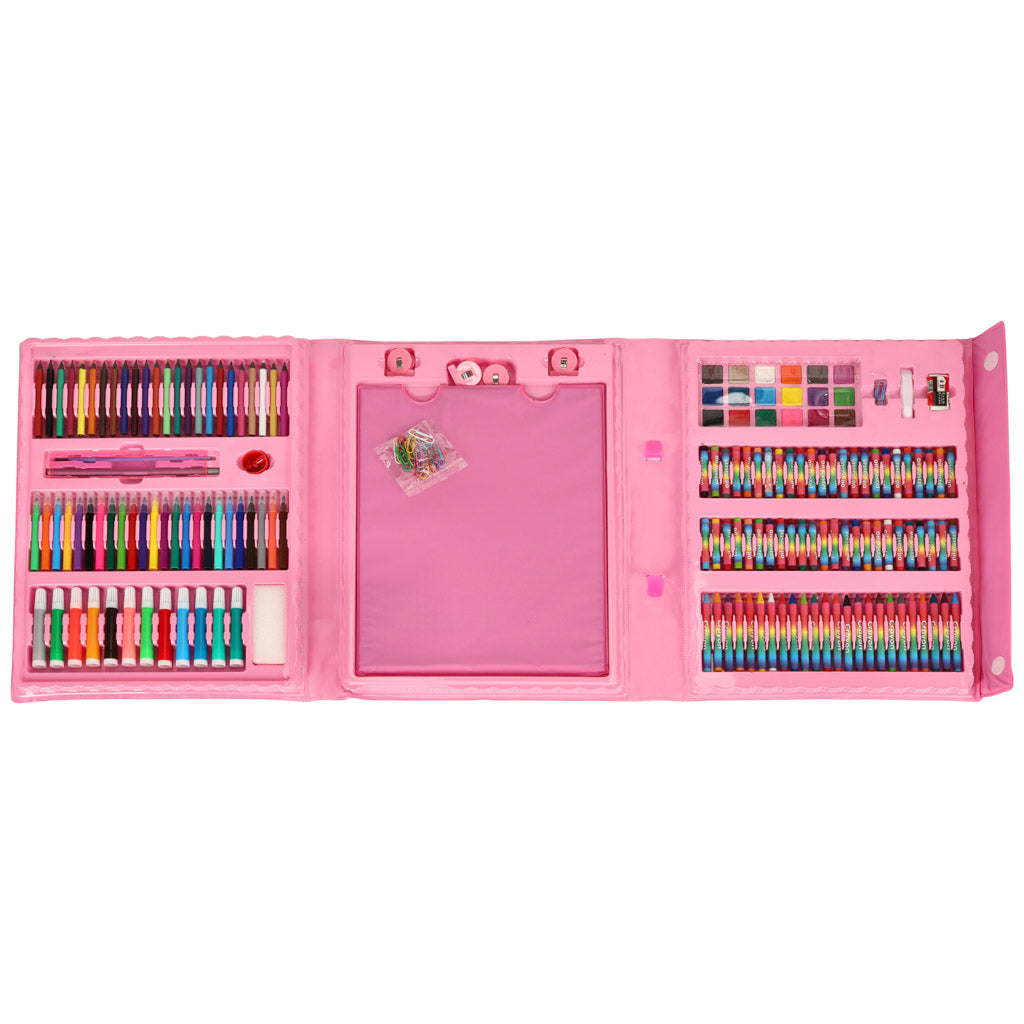 208-Piece Pink Kids Art Set – Drawing & Painting Kit