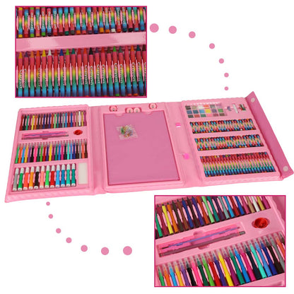 208-Piece Pink Kids Art Set – Drawing & Painting Kit