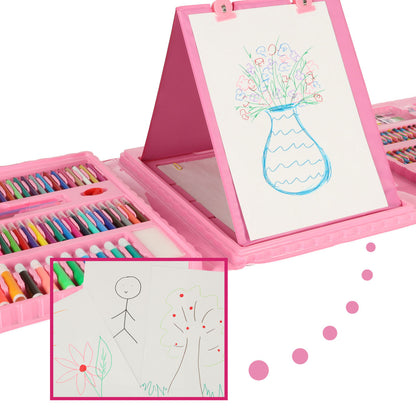 208-Piece Pink Kids Art Set – Drawing & Painting Kit