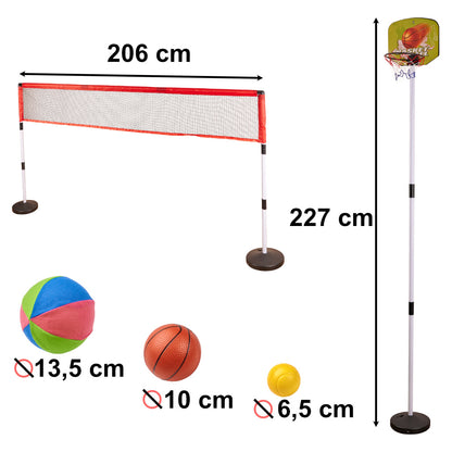 5-in-1 Kids Sports Set – Basketball, Volleyball, Badminton & More